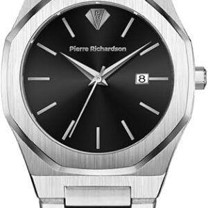 PIERRE RICHARDSON PR5428 Men’s Luxury Watch – Japanese Quartz Movement, Stainless Steel, 41mm, 5ATM Water Resistant, Scratch-Resistant Sapphire Crystal Glass – Classic Dress Watch for Men