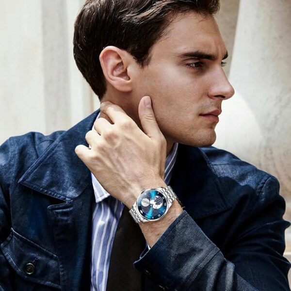 OUPINKE Men Automatic Watch Starry Sky Moon Phase Rose Gold Silver Stainless Steel Self-Winding Luxury Business Waterproof Wrist Watch - Image 4