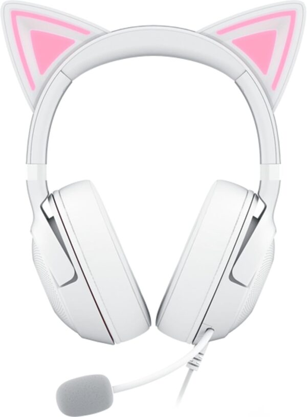 Razer Kraken Kitty V2 USB Wired Headset: Chroma RGB Kitty Ears - Stream Reactive Lighting - HyperClear Cardioid Mic - 40 mm Drivers - 7.1 Surround Sound - Comfortable Ear Cushions - White - Image 6