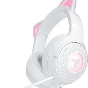 Razer Kraken Kitty V2 USB Wired Headset: Chroma RGB Kitty Ears - Stream Reactive Lighting - HyperClear Cardioid Mic - 40 mm Drivers - 7.1 Surround Sound - Comfortable Ear Cushions - White