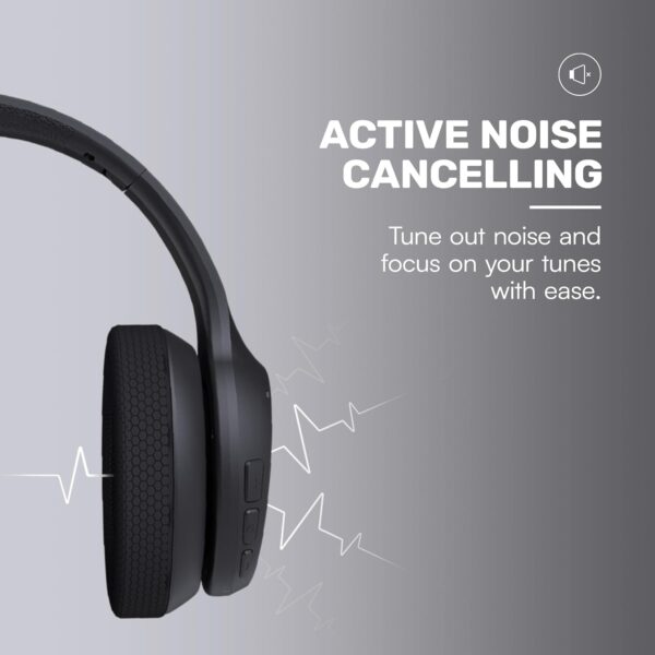 Raycon Fitness Headphones - Wireless Over-Ear-Headphones with 45 Hours of Battery, Active Noise Cancellation, Awareness Mode, 3 Quick Swap Ear Cushions, IPX4 Water Resistance (Black) - Image 5