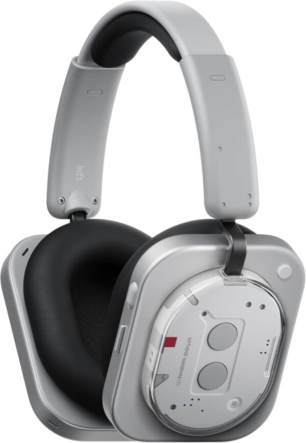 Nothing Headphone (1) Hybrid Active Noise Cancelling Headphones, Wireless Over-Ear Headphones with 6 Mics, 80Hrs Playtime, Hi-Res Audio, KEF-Tuned, Spatial Sound, Comfort Fit & Fast Charging White