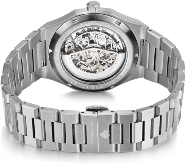 Pierre Richardson Men’s Luxury Watch PR5721 – Silver Stainless Steel Automatic Skeleton , 41mm, 5ATM Water Resistant, Scratch-Resistant Sapphire Crystal Glass, Elegant Dress Watch for Men, Reloj para Hombres - Image 5
