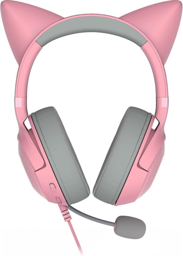 Razer Kraken Kitty V2 USB Wired Headset: Chroma RGB Kitty Ears - Stream Reactive Lighting - HyperClear Cardioid Mic - 40 mm Drivers - 7.1 Surround Sound - Comfortable Ear Cushions - Quartz Pink - Image 4