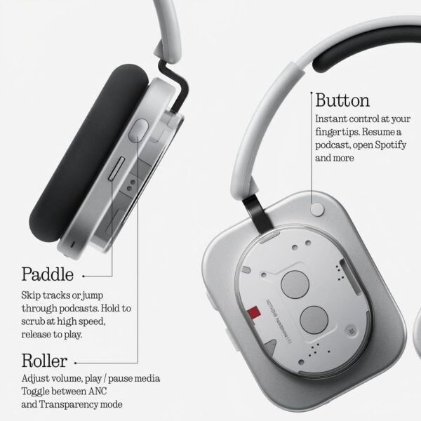 Nothing Headphone (1) Hybrid Active Noise Cancelling Headphones, Wireless Over-Ear Headphones with 6 Mics, 80Hrs Playtime, Hi-Res Audio, KEF-Tuned, Spatial Sound, Comfort Fit & Fast Charging White - Image 6