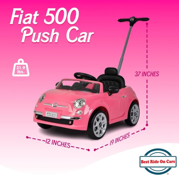 Best Ride On Cars Fiat 500 Push Car, Pink, Large - Image 8