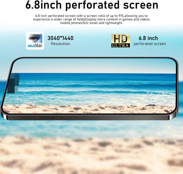14 ProMA X Unlocked Cell Phone,Smartphone Long Battery Life 6.82" HD Screen Unlocked Phones, 6+256GB Android 13.0 with 128G Memory Card, Dual SIM/Fingerprint Lock/Face ID/GPS (Black) - Image 5