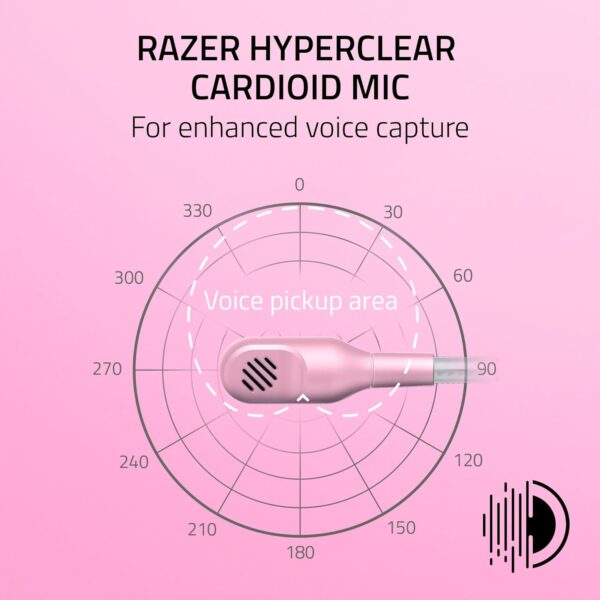 Razer Kraken Kitty V2 USB Wired Headset: Chroma RGB Kitty Ears - Stream Reactive Lighting - HyperClear Cardioid Mic - 40 mm Drivers - 7.1 Surround Sound - Comfortable Ear Cushions - Quartz Pink - Image 7