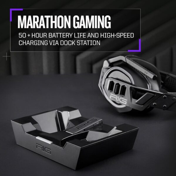 RIG 900 MAX HX Universal Dual Wireless Gaming Headset 2.4GHz/Bluetooth for Xbox, PlayStation, Nintendo Switch, PC, Android, iPhone - Charging Base - 60 Hours Battery - Dolby Atmos 3D Audio - Image 5