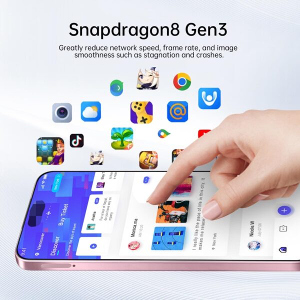 16PROMAX Unlocked Phone | 16+512GB Smartphone | Cell Phone Android 14.0 | Long Battery Life 7000mAh | 6.99" HD Display | 68+108MP Zoom Camera | with Dual SIM | Fingerprint Lock | Face ID (Pink) - Image 3