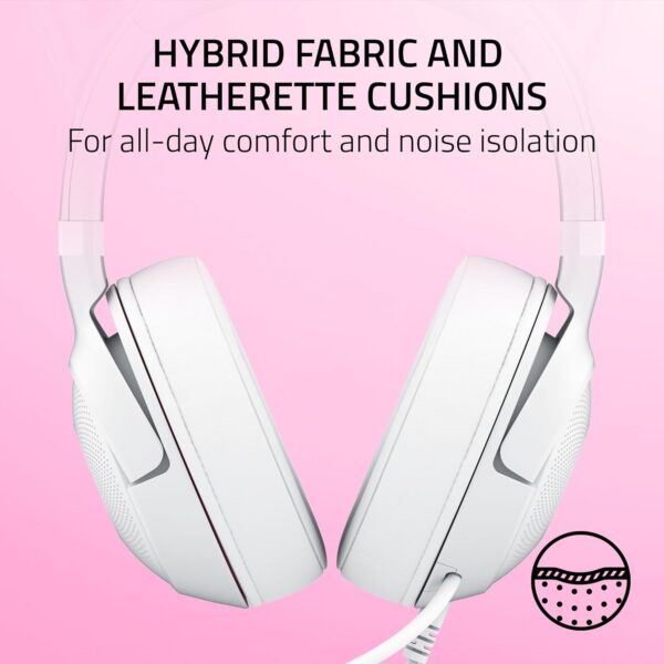 Razer Kraken Kitty V2 USB Wired Headset: Chroma RGB Kitty Ears - Stream Reactive Lighting - HyperClear Cardioid Mic - 40 mm Drivers - 7.1 Surround Sound - Comfortable Ear Cushions - White - Image 2