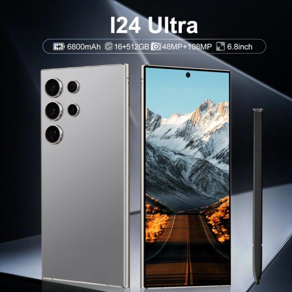 I24 Ultra 5G Unlocked Phones, Built in Pen, Smartphone Battery 6800mAh 6.8" HD Screen Unlocked Cell Phone, 12+512GB Android13 with 128G Memory Card, Face ID/Fingerprint Lock/GPS (Gray) - Image 7