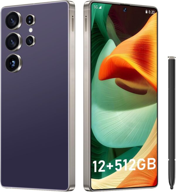 25 Ultra: 6.99" FHD+ Android 14 Smartphone | 12GB+512GB | 108MP+68MP Camera | 7000mAh Battery | Built-in Stylus Pen | Blazing Fast Performance (Purple)
