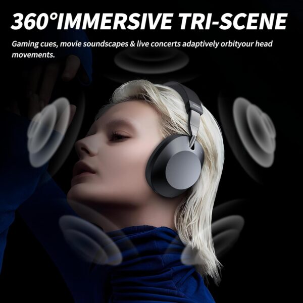 SOMIC Air One ANC Wireless Bluetooth Headphones, PersonalizedSpatial Audio, Hybrid Active Noise Cancelling, Premium Over-Ear Bluetooth Headset, Up to 40 Hours Battery Life - Black - Image 6