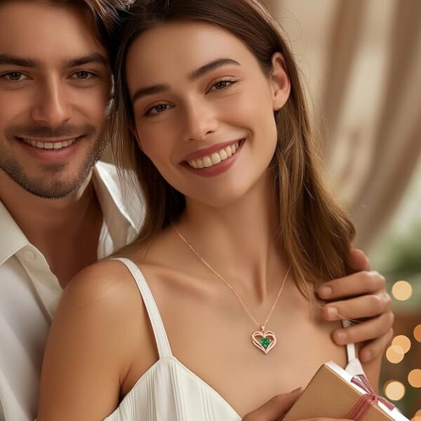LOUISA SECRET Love Heart Birthstone Necklaces for Women 925 Sterling Silver Pendant Necklace - Image 4