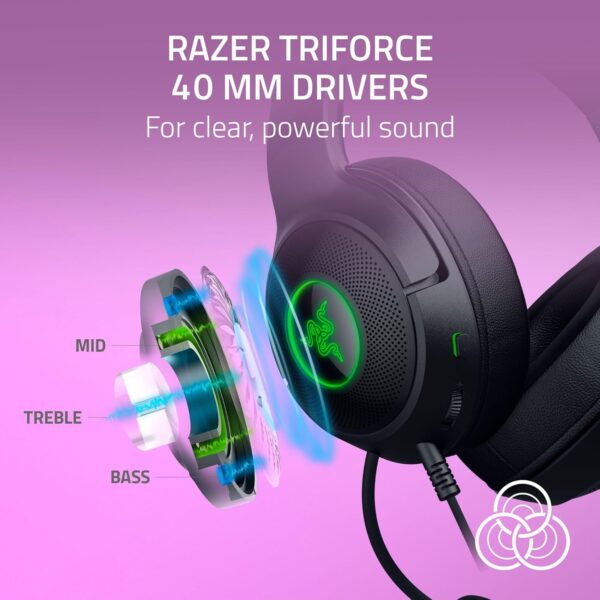 Razer Kraken Kitty V2 USB Wired Headset: Chroma RGB Kitty Ears - Stream Reactive Lighting - HyperClear Cardioid Mic - 40 mm Drivers - 7.1 Surround Sound - Comfortable Ear Cushions - Black - Image 5