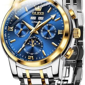 OLEVS Mens Automatic Watches Skeleton Mechanical Self Winding Luxury Fashion Dress Wrist Watch Luminous Waterproof