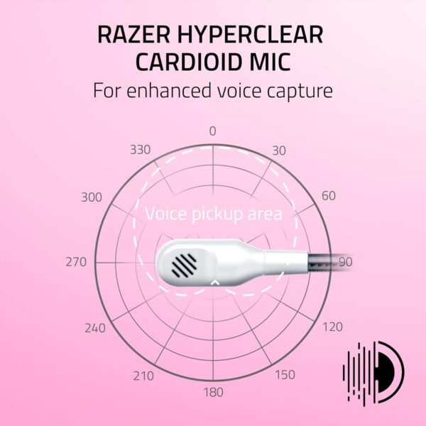 Razer Kraken Kitty V2 USB Wired Headset: Chroma RGB Kitty Ears - Stream Reactive Lighting - HyperClear Cardioid Mic - 40 mm Drivers - 7.1 Surround Sound - Comfortable Ear Cushions - White - Image 8