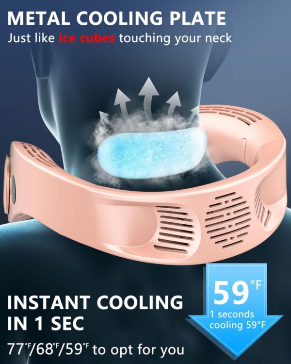 Neck AC Air Conditioner,Personal Cooling Neck Fan,Headphone Neck Fans that Blow Cold Air,Small Tiny Cooler Fan Around Your Neck,Cordless Noiseless Long Life Breeze Unit for Travel,Outdoor,Sports Pink - Image 6
