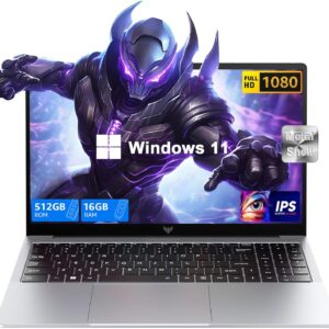 Laptop, Laptop Computer with Intel N97 Processor(Up to 3.6GHz), 16GB DDR4 512GB SSD Windows 11 Laptop for Home Business and Student, 1080P, USB3.2,Long Battery Life