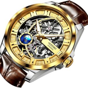 OUPINKE Men Watch Automatic Mechanical Hollow Dragon Watch Luxury Formal Gold Diamond 50M Waterproof Tungsten Steel Luminous Watch