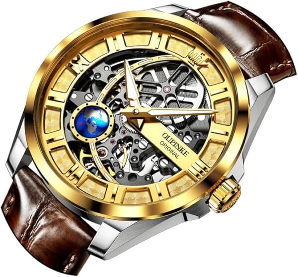 OUPINKE Men Watch Automatic Mechanical Hollow Dragon Watch Luxury Formal Gold Diamond 50M Waterproof Tungsten Steel Luminous Watch
