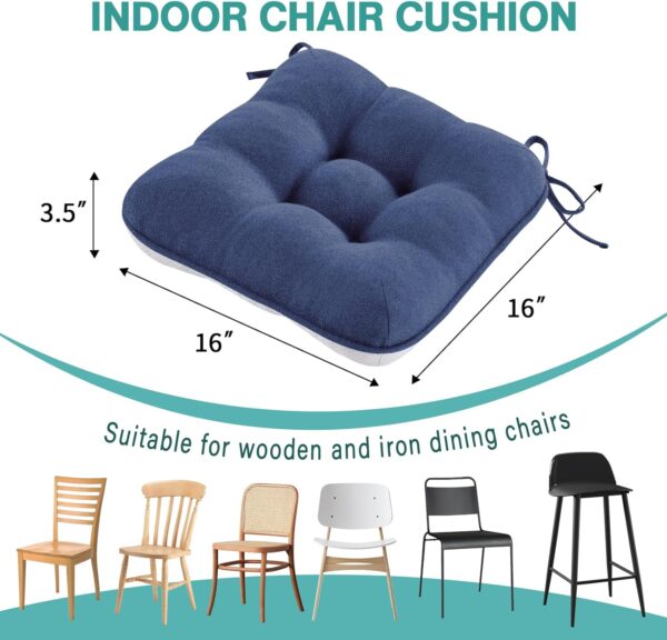 BETU Chair Cushions for Dining Chairs Set of 4,3.5" Thick Kitchen Table Chair Pads with Ties,Non Slip Backing and Covers, Seat Cushion for Dining Room,Bar,Patio Chairs,16"X16"X3.5",Navy Blue - Image 9