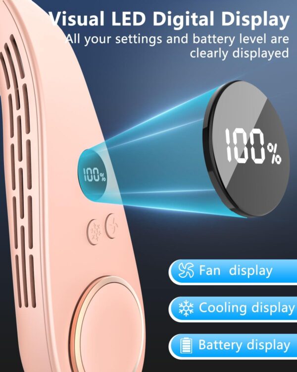 Neck AC Air Conditioner,Personal Cooling Neck Fan,Headphone Neck Fans that Blow Cold Air,Small Tiny Cooler Fan Around Your Neck,Cordless Noiseless Long Life Breeze Unit for Travel,Outdoor,Sports Pink - Image 4