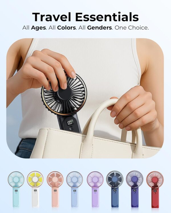 Portable Handheld Fan, 4000mAh, 180 Adjustable, 6 Speed Wind, Display Electricity in Real Time, USB Rechargeable Foldable Personal Fan - Image 3