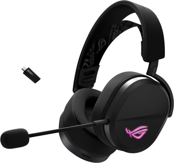 ASUS ROG Pelta Wireless Gaming Headset (BT, ROG SpeedNova 2.4GHz, USB-C, Lightweight 309g, 50mm ROG Titanium-Plated Drivers, 10mm Super-Wideband Mic, RGB, 70HR Battery, for PC, Switch, PS5)- Black - Image 8