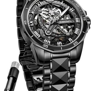 Skeleton Mens Watch Automatic Mechanical Self Winding Luxury Sapphire Crystal Tungsten Steel Waterproof Luminous Dress Wrist Watch