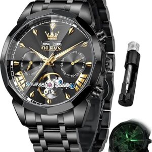 OLEVS Watches for Men Automatic Mechanical Luxury Dress Big Face Self Winding Tourbillon Skeleton Luminous Wrist Watches