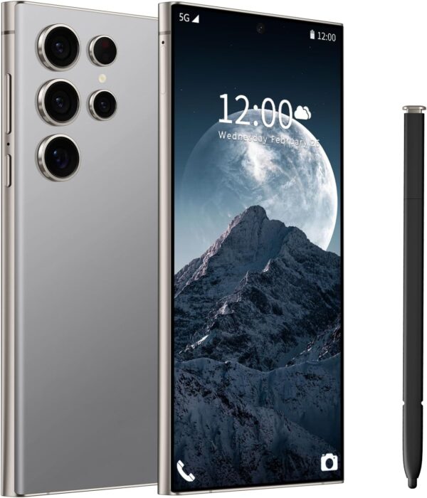 I24 Ultra 5G Unlocked Phones, Built in Pen, Smartphone Battery 6800mAh 6.8" HD Screen Unlocked Cell Phone, 12+512GB Android13 with 128G Memory Card, Face ID/Fingerprint Lock/GPS (Gray)