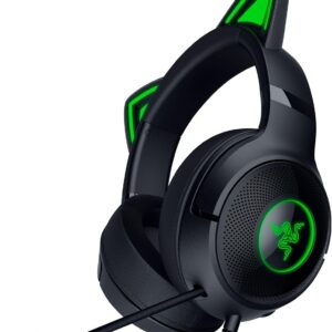Razer Kraken Kitty V2 USB Wired Headset: Chroma RGB Kitty Ears - Stream Reactive Lighting - HyperClear Cardioid Mic - 40 mm Drivers - 7.1 Surround Sound - Comfortable Ear Cushions - Black