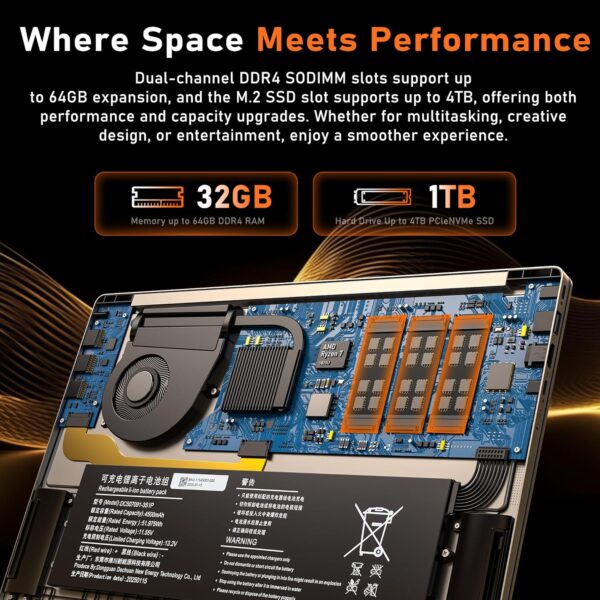 2025 Gaming Laptop 16 Inch Laptop Computer with Ryzen 7 5825U Processor, 32GB DDR4, 1T SSD, FHD Display 1920*1080P, Win 11 PRO, WiFi 6, Backlit Keyboard, HDMI, for Student, Office, Business - Image 6