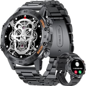 Military Smart Watch for Men(Answer/Dial Calls),100 Sports Modes, 5ATM Waterproof Fitness Watch with Heart Rate/SpO2/Blood Pressure for Android and iOS,1.39''HD DIY Screen Smartwatch Black