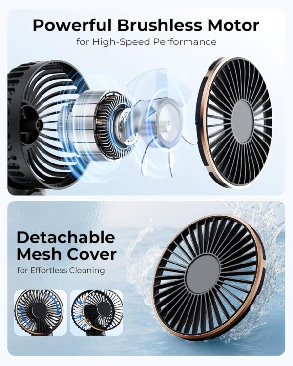 Portable Handheld Fan, 4000mAh, 180 Adjustable, 6 Speed Wind, Display Electricity in Real Time, USB Rechargeable Foldable Personal Fan - Image 5