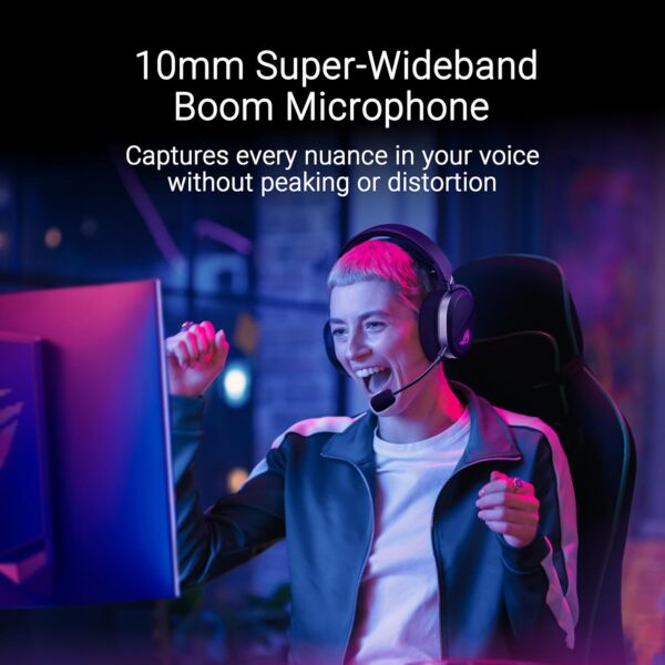 ASUS ROG Pelta Wireless Gaming Headset (BT, ROG SpeedNova 2.4GHz, USB-C, Lightweight 309g, 50mm ROG Titanium-Plated Drivers, 10mm Super-Wideband Mic, RGB, 70HR Battery, for PC, Switch, PS5)- Black - Image 3