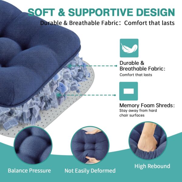 BETU Chair Cushions for Dining Chairs Set of 4,3.5" Thick Kitchen Table Chair Pads with Ties,Non Slip Backing and Covers, Seat Cushion for Dining Room,Bar,Patio Chairs,16"X16"X3.5",Navy Blue - Image 4