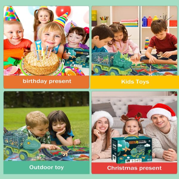 HONGID Dinosaur Truck Toys for Kids 3-5, Triceratops Car Toy with 15 Dino Figures,Large Activity Play Mat, Dinosaur Eggs, Dinosaur Play Set for Boys and Girls,Christmas Xmax,Stocking Stuffers - Image 3