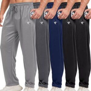 5 Pack Mens Sweatpants Open Bottom Joggers for Men with Zip Pockets Loose Fit Mesh Athletic Pants for Running,Casual