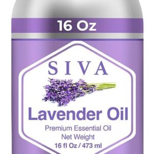 Siva Lavender Essential Oil – 16 Fl Oz – 100% Natural Lavender Oil - for Diffuser, Hair Care, Face, Skin Care, Aromatherapy, Scalp and Body Massage, Soap and Candle Making