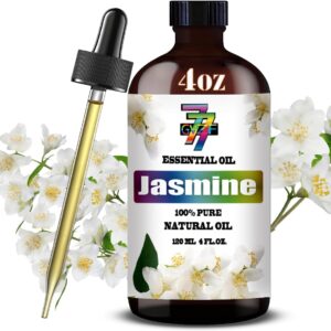 Jasmine Essential Oil (4 oz/120 ml) — Jasmine Oils for Aromatherapy, diffusers, humidifiers, Home fragrances, DIY Skincare, soap Making, DIY Candle, Relaxation, Yoga, and Meditation
