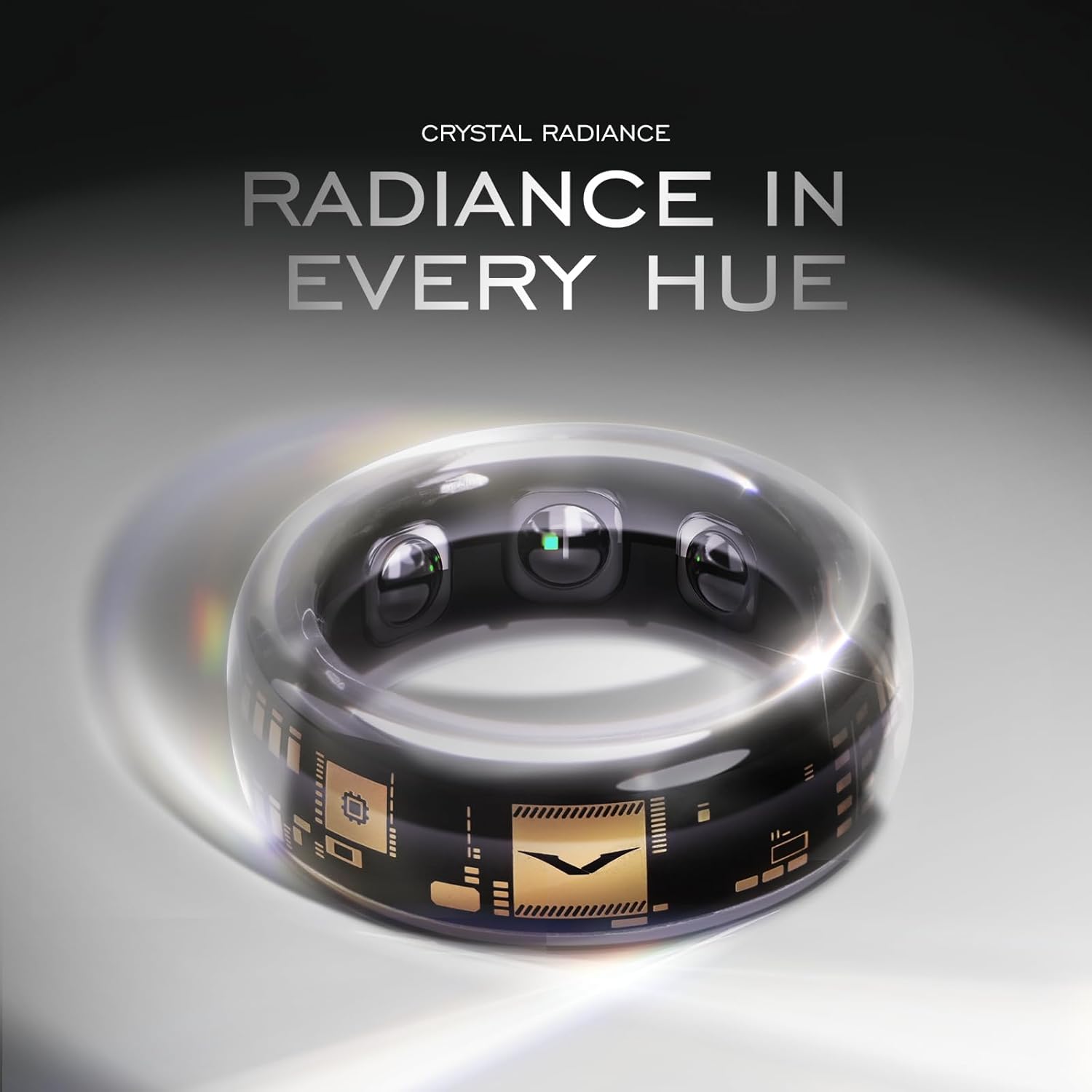 VERTU META Ring Transparent Crystal Glass Smart Ring, Unique Handcrafted Design, Wearable Art, Sleep Heart Rate Activity Monitor, No Subscription Long Battery Android iOS Compatible(V Purple,Size 9) - Image 6