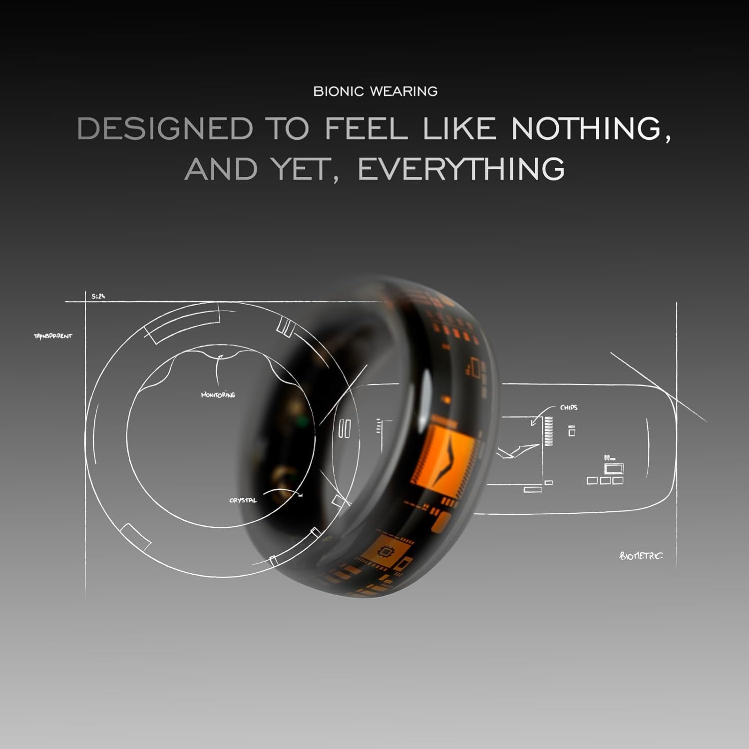 VERTU META Ring Transparent Crystal Glass Smart Ring, Unique Handcrafted Design, Wearable Art, Sleep Heart Rate Activity Monitor, No Subscription Long Battery Android iOS Compatible(V Purple,Size 9) - Image 2