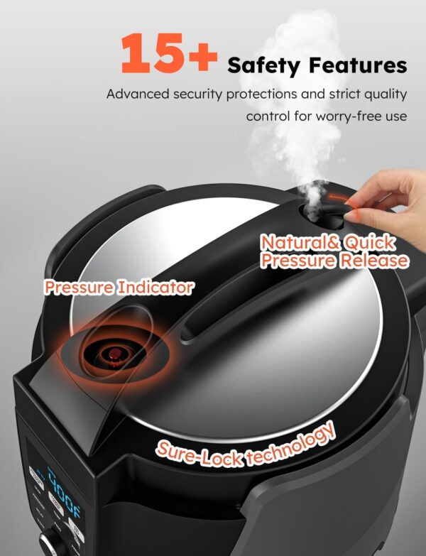 Nuwave Duet Air Fryer and Electric Pressure Cooker Combo with 2 Switchable Lids, 300 FoolProof One-Touch Presets, Crisp&Tender Tech, 6QT Heavy-duty Stainless Steel Pot, 15+ Safety Features - Image 3