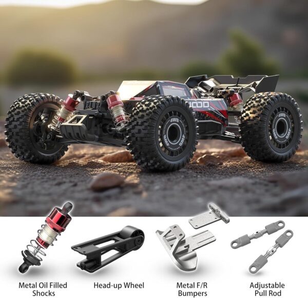 Jetwood 1/16 Fast Brushless RC Cars for Adults, Max 42 mph High Speed Remote Control Car for Boys, Electric RTR Race RC Truck, Oil-Filled Shocks RC Buggy, Offroad All Terrian JC16EP with 2 Lipo - Image 4