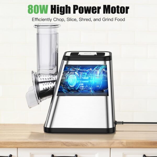 Electric Cheese Grater - 5in1 Cheese Shredder With Container for Kitchen.Upgraded Electric Vegetable Chopper for Block Cheese,Salads and Fried Potatoes - Image 4