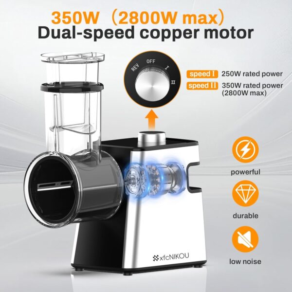 Electric Meat Grinder, Cheese Grater, 2800W Max Stainless Steel Veggie Shredder, Vegetable Cutter with 5 Slice Blades, 3 Grinding Plates, Sausage Stuffer & Kubbe Kit, for Home Kitchen Use - Image 2