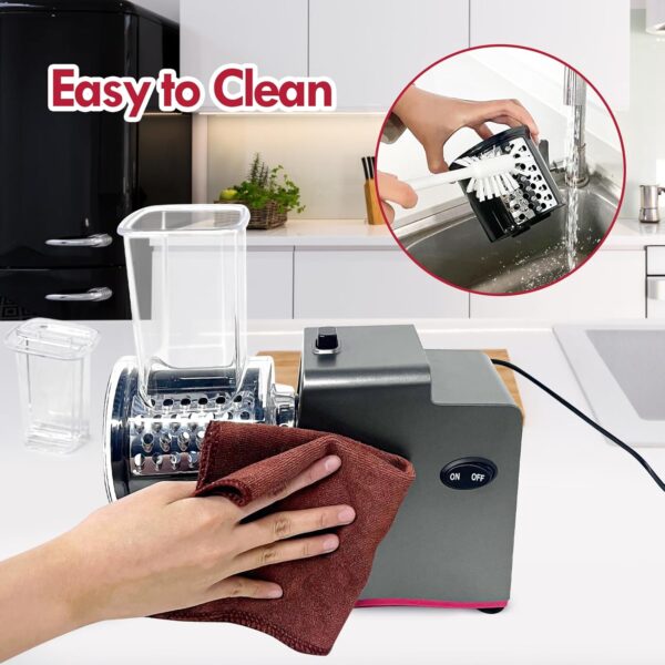 Electric Cheese Grater,Electric Cheese Grater for Block Cheese with 7 Different Shapes of Blades, 250W Electric Slicer Shredder, Electric Salad Machine for Cheeses, Fruits, Vegetables - Image 5